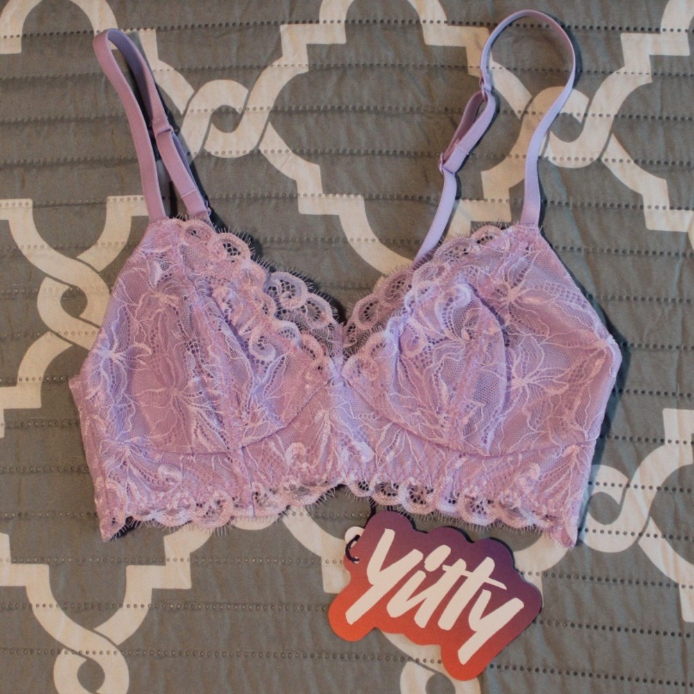 Yitty Smoothing Lace Plunge Bralette Lavender / Lilac / Light Purple Size 4